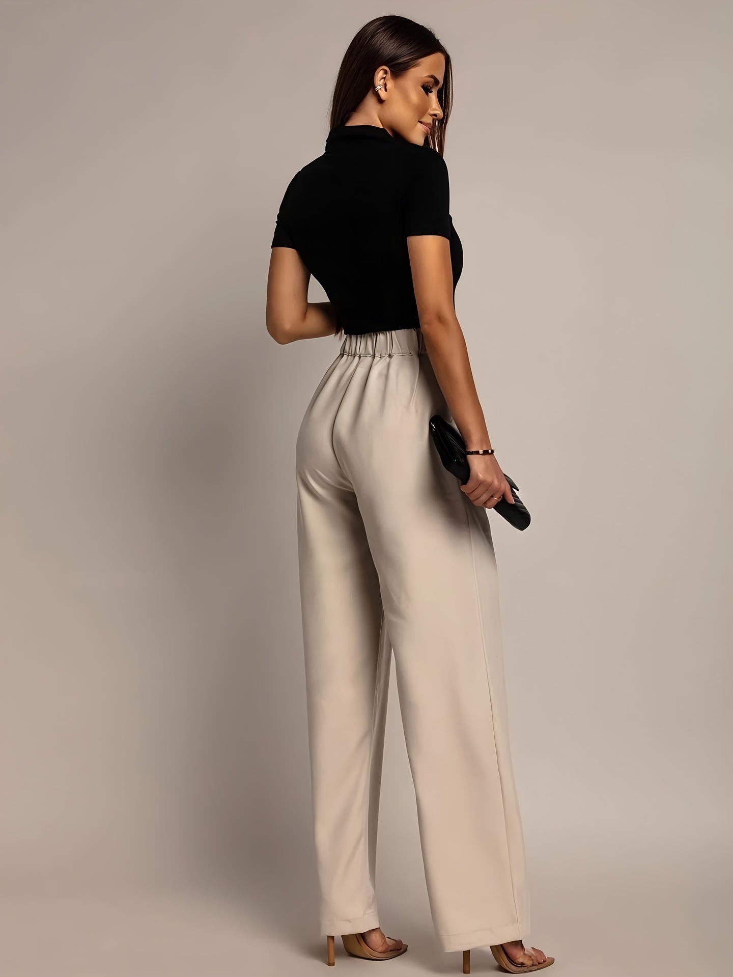 Elegant Wide Leg Trousers for Women with High Waist Pleated Front Tapered Ankle Relaxed Style