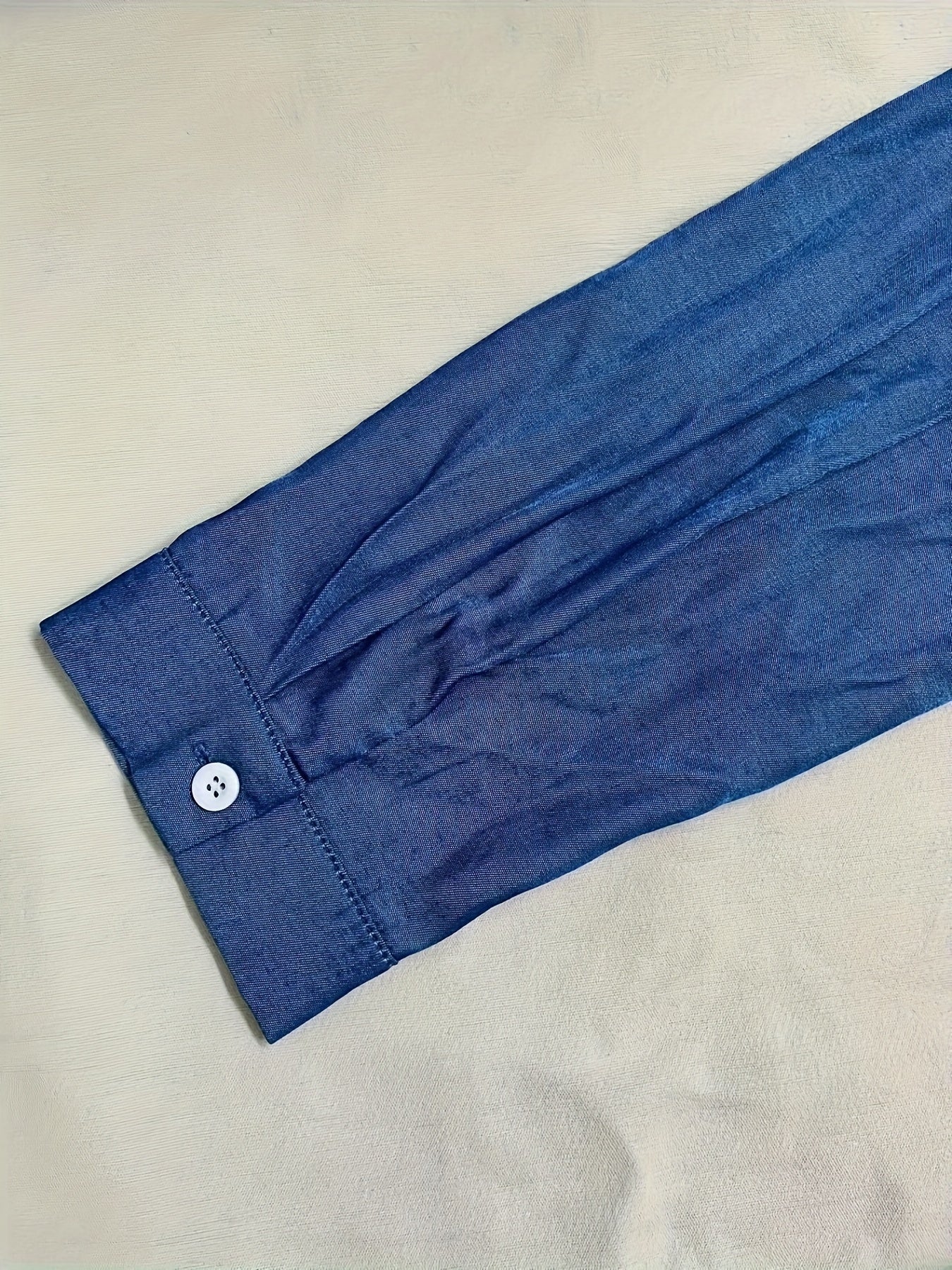 Elegant Blue Denim Maxi Shirt Dress for Women with Collar Long Sleeve Button Front High Low Style