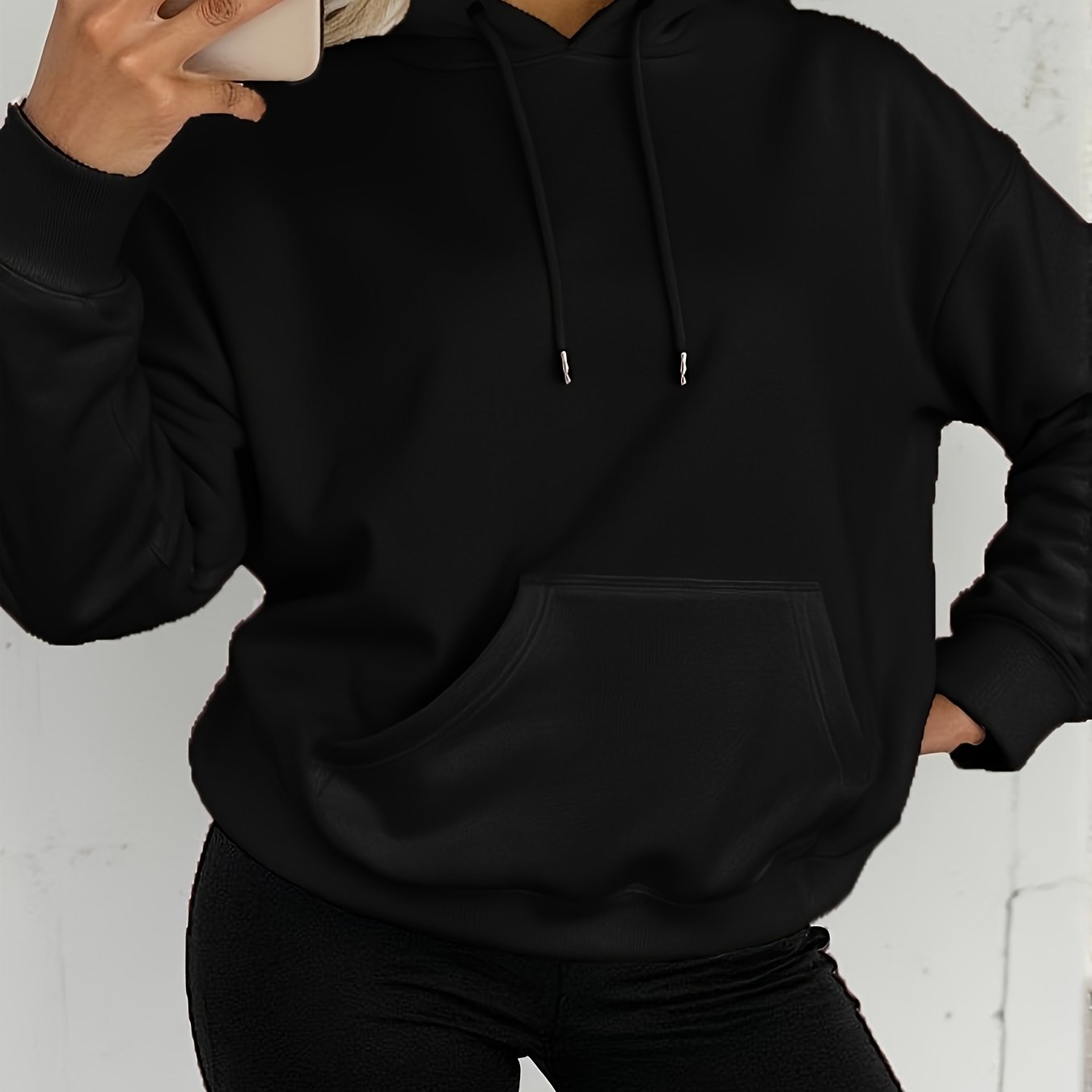 Comfortable Fleece Hoodie for Women with Drawstring Hood Long Sleeve Kangaroo Pocket Relaxed Style