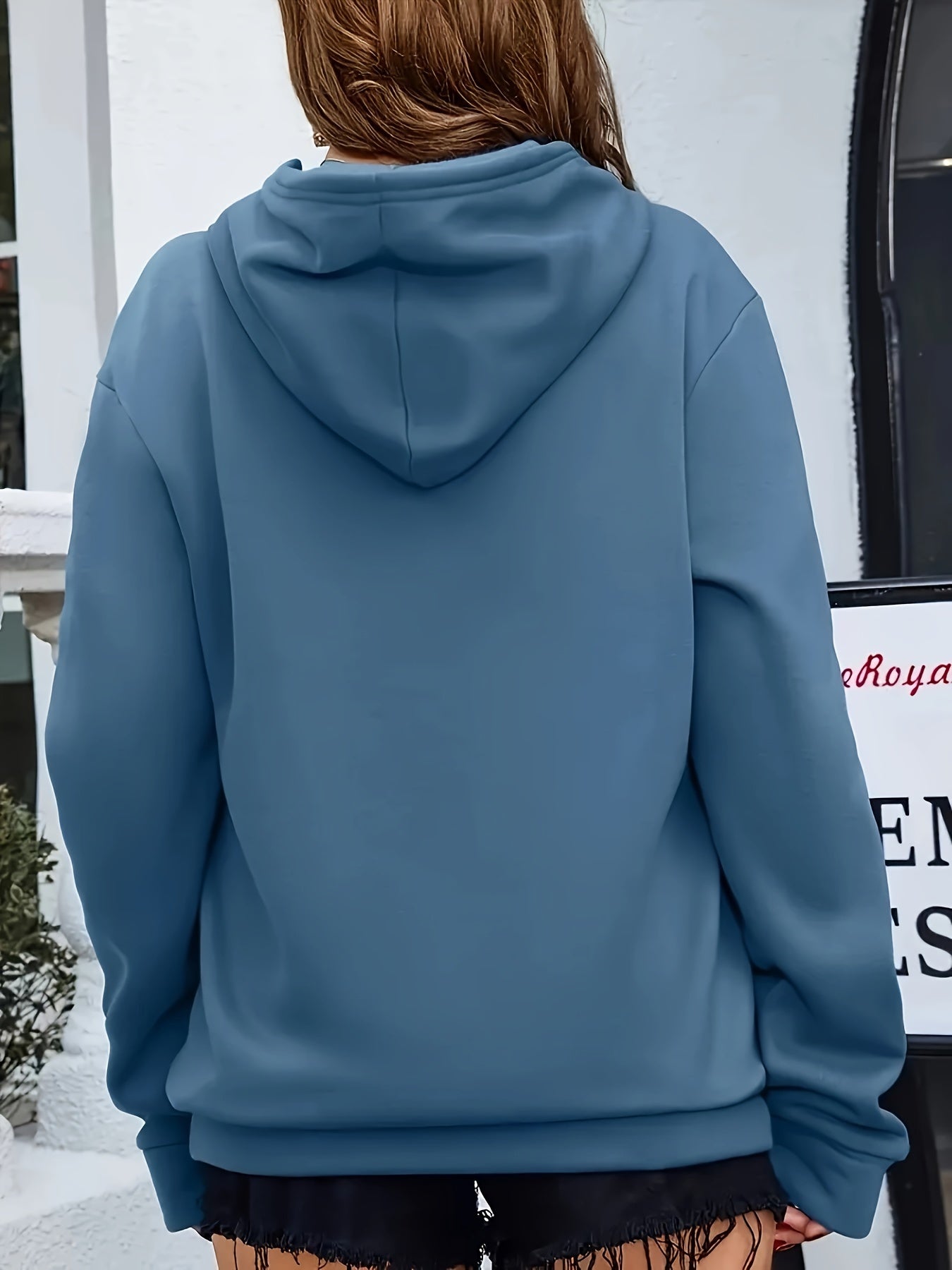 Effortless Heartbeat Print Hoodie for Women with Drawstring Long Sleeve Kangaroo Pocket Relaxed Style