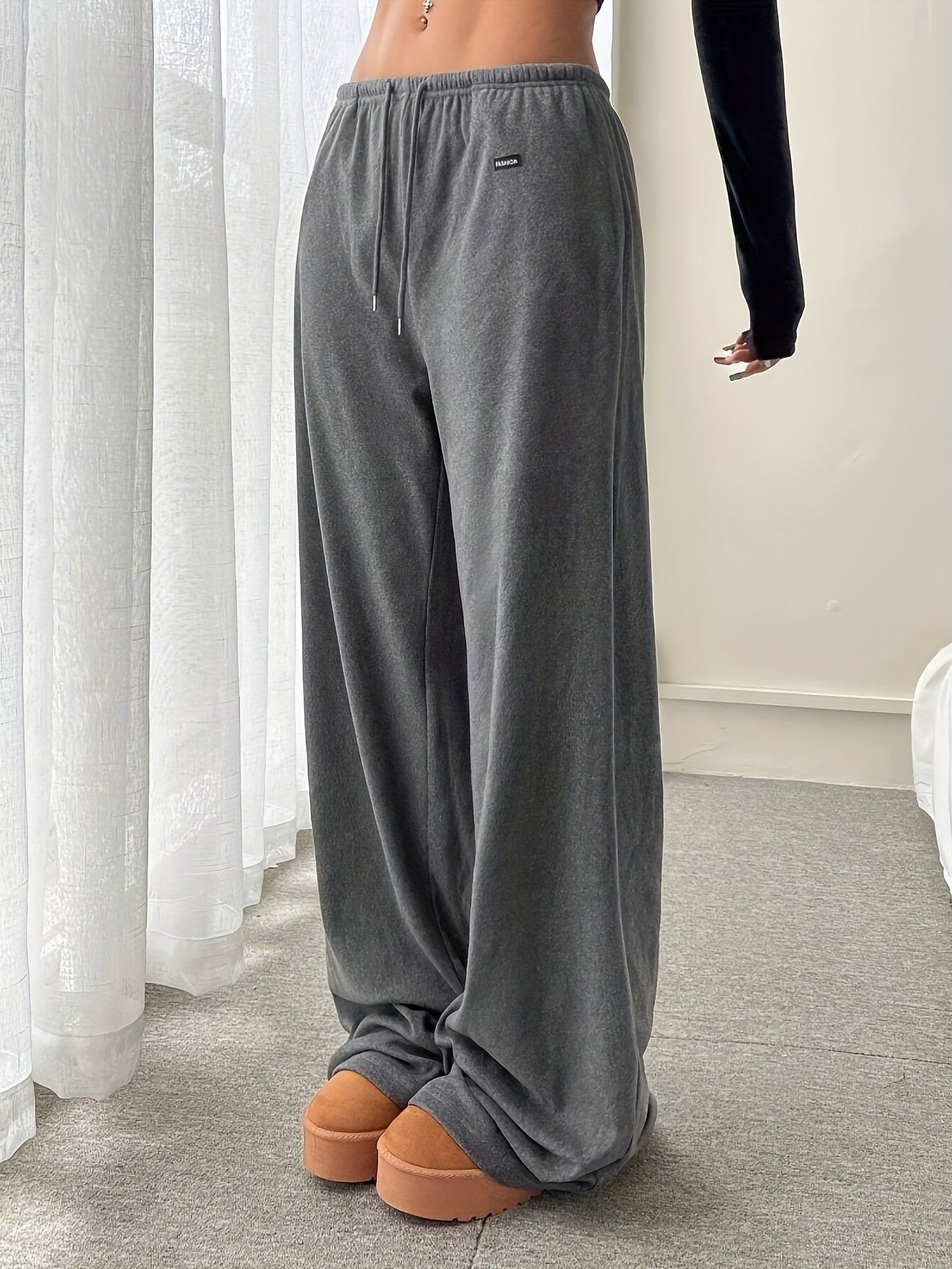 Effortless Wide Leg Sweatpants for Women with High Waist Drawstring Relaxed Casual Style