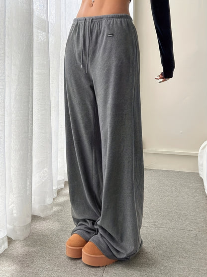 Effortless Wide Leg Sweatpants for Women with High Waist Drawstring Relaxed Casual Style