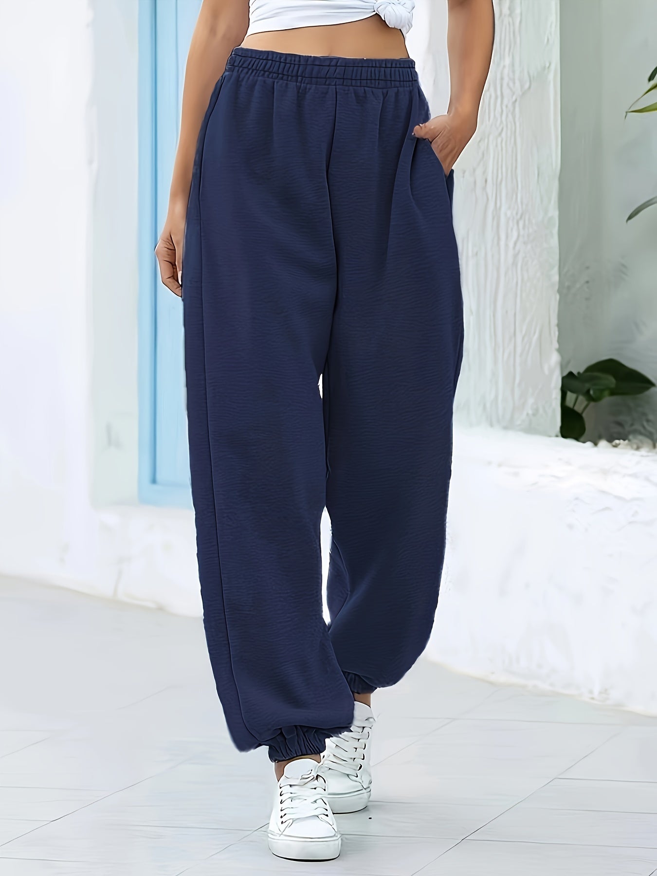 Effortless Jogger Pants for Women with High Waist Elastic Tapered Cuff Relaxed Style