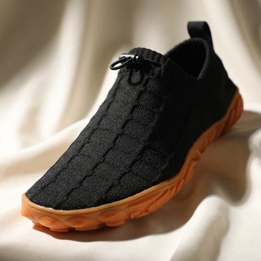 Comfortable Knit Slip On Sneaker for Women with Drawstring Closure Chunky Textured Sole Casual Style