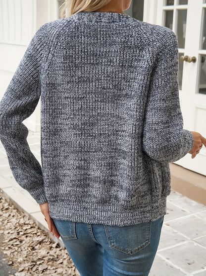 Comfortable Marled Cardigan Sweater for Women with V Neck Button Front Long Sleeve Relaxed Oversized Style