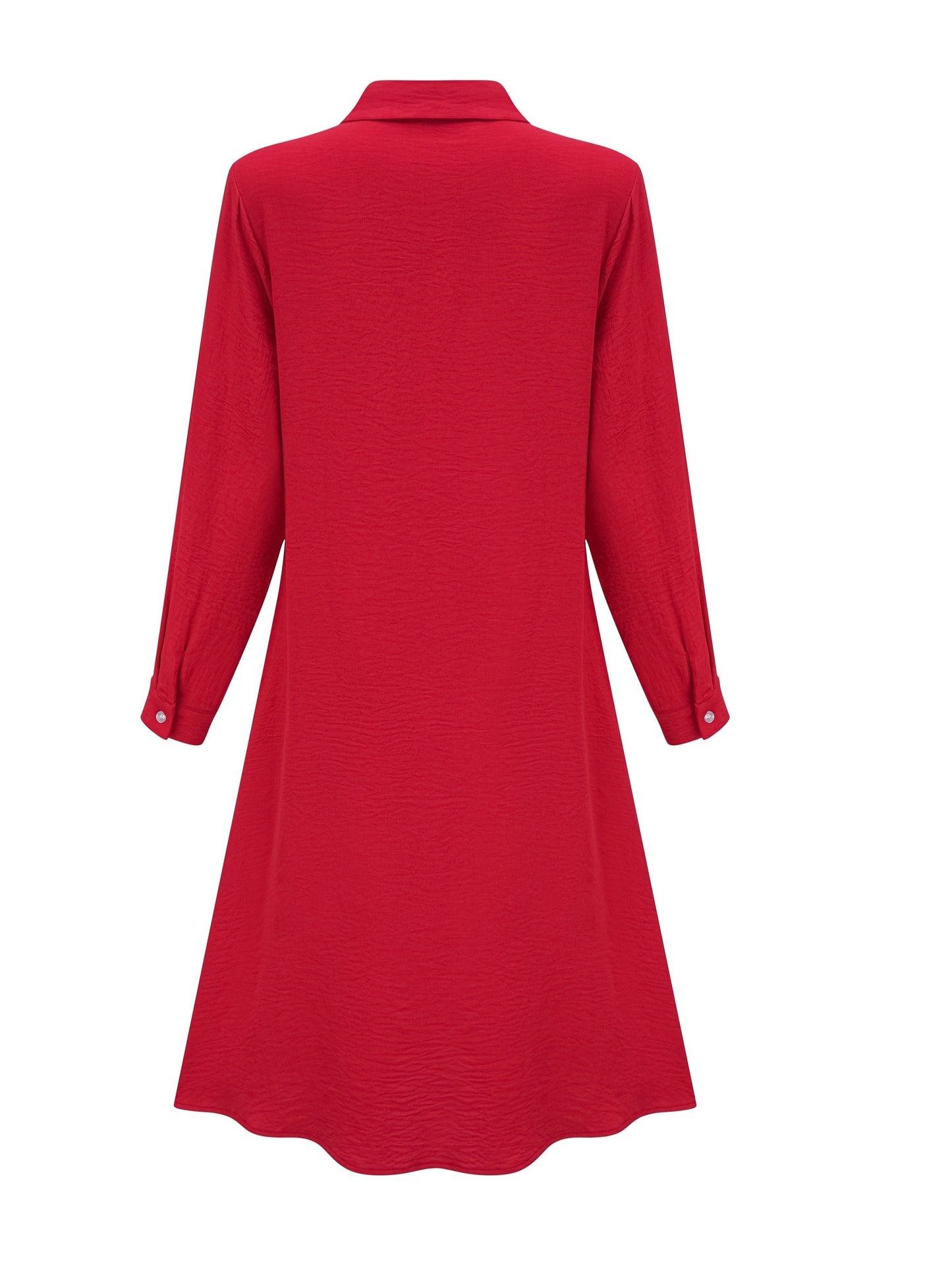 Effortless Shirt Dress for Women with Collar Long Sleeve Button Front Flowing Style