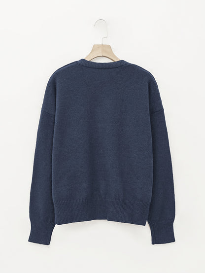Comfortable Ribbed Knit Cardigan for Women with V Neck Long Sleeve Button Front Relaxed Oversized Style