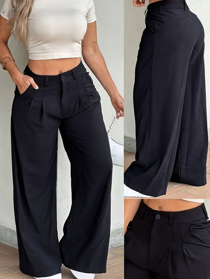 Effortless Wide Leg Trousers for Women with High Waist Pleated Front Relaxed Tailored Style