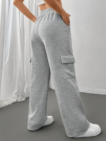 Effortless Wide Leg Cargo Pants for Women with High Waist Drawstring Relaxed Jogger Style