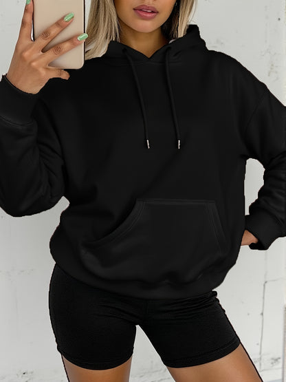 Comfortable Fleece Hoodie for Women with Drawstring Hood Long Sleeve Kangaroo Pocket Relaxed Style