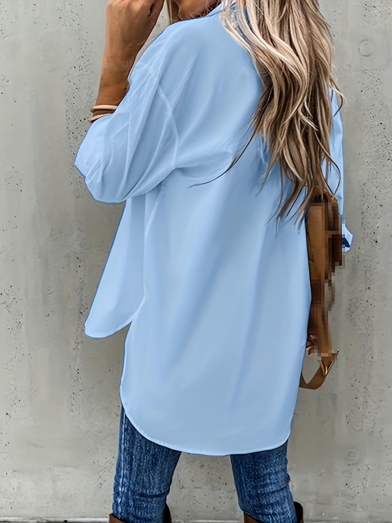 Effortless Button Front Blouse for Women with Collar V Neck Long Sleeve Relaxed Style