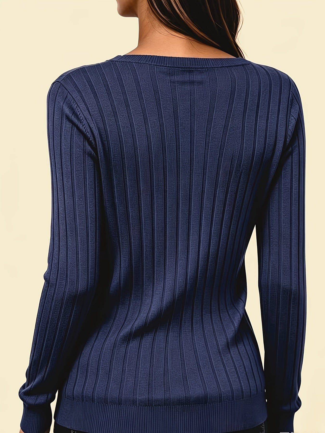 Comfortable Ribbed Knit Sweater for Women with V Neck Long Sleeve Relaxed Oversized Casual Style