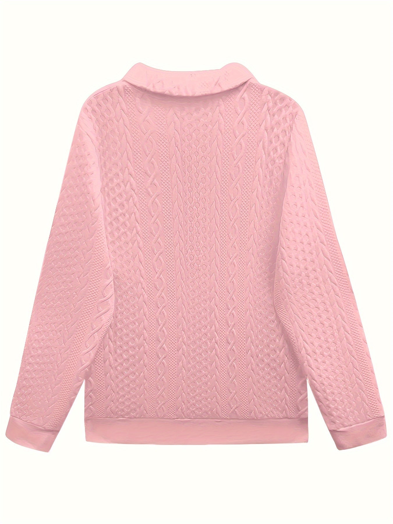 Comfortable Cable Knit Sweater for Women with Zip Collar Long Sleeve Kangaroo Pocket Oversized Knit Style