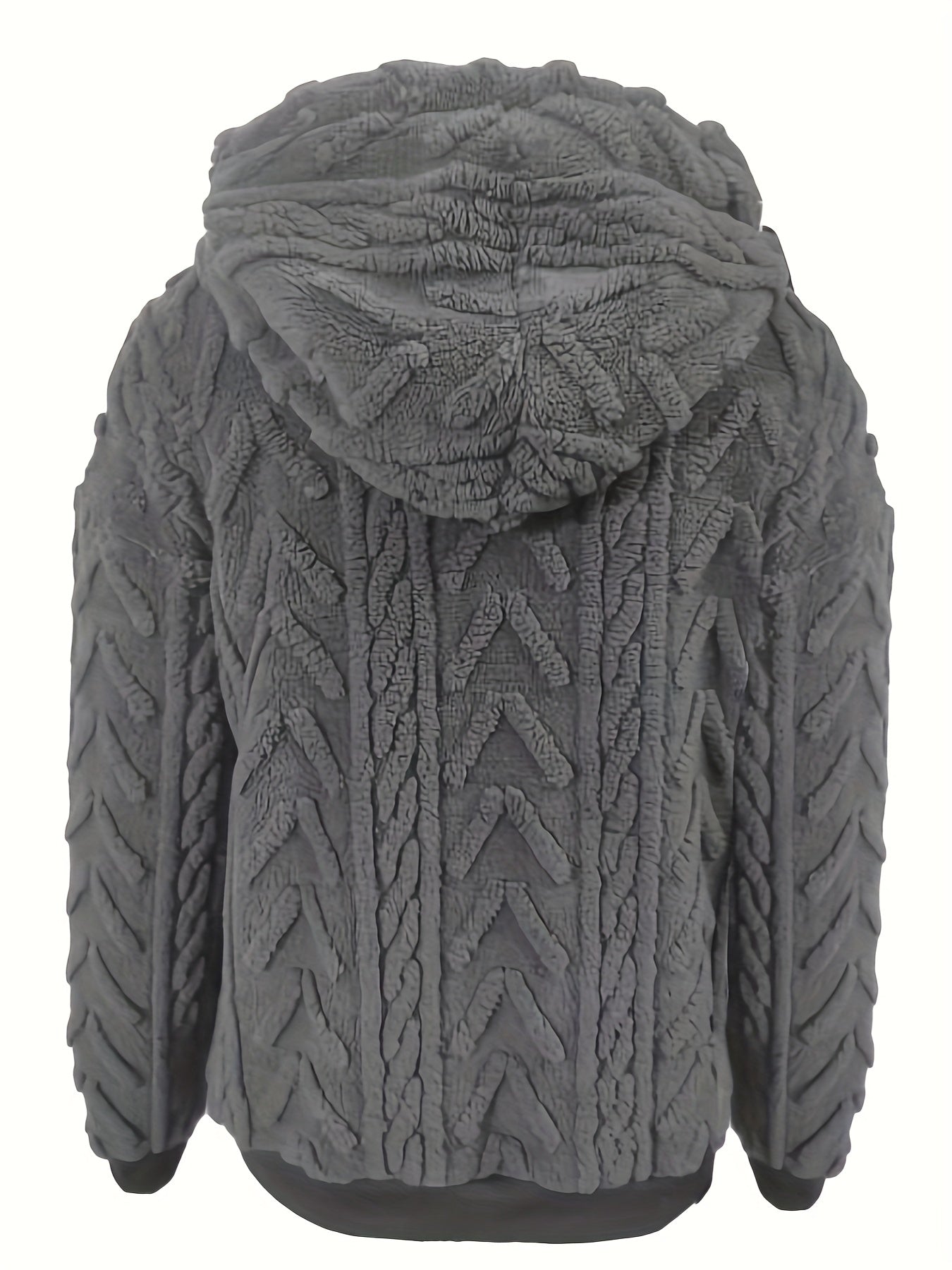 Comfortable Cable Knit Fleece Hoodie for Women with Drawstring Hood Long Sleeve Ribbed Cuff Oversized Style