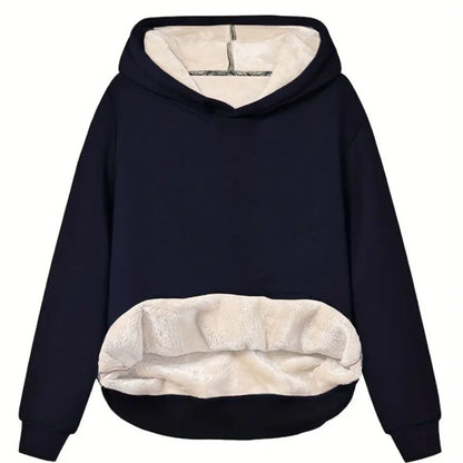 Comfortable Sherpa Lined Hoodie for Women with Hooded Long Sleeve Relaxed Oversized Knit Style