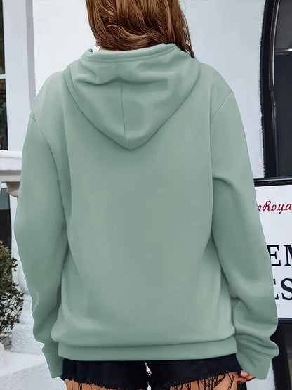 Comfortable Drawstring Hoodie for Women with V Neck Long Sleeve Kangaroo Pocket Oversized Style