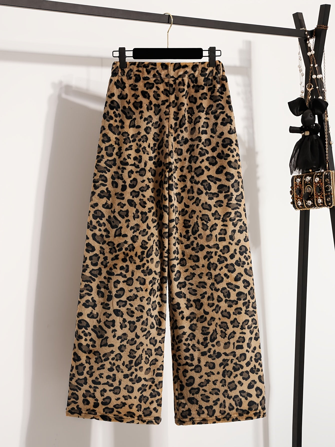 Comfortable Printed Fleece Pajama Pants for Women with High Waist Drawstring Wide Leg Cozy Style