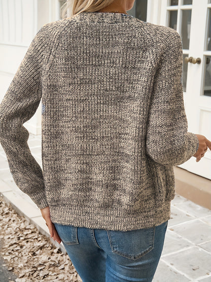 Comfortable Marled Cardigan Sweater for Women with V Neck Button Front Long Sleeve Relaxed Oversized Style