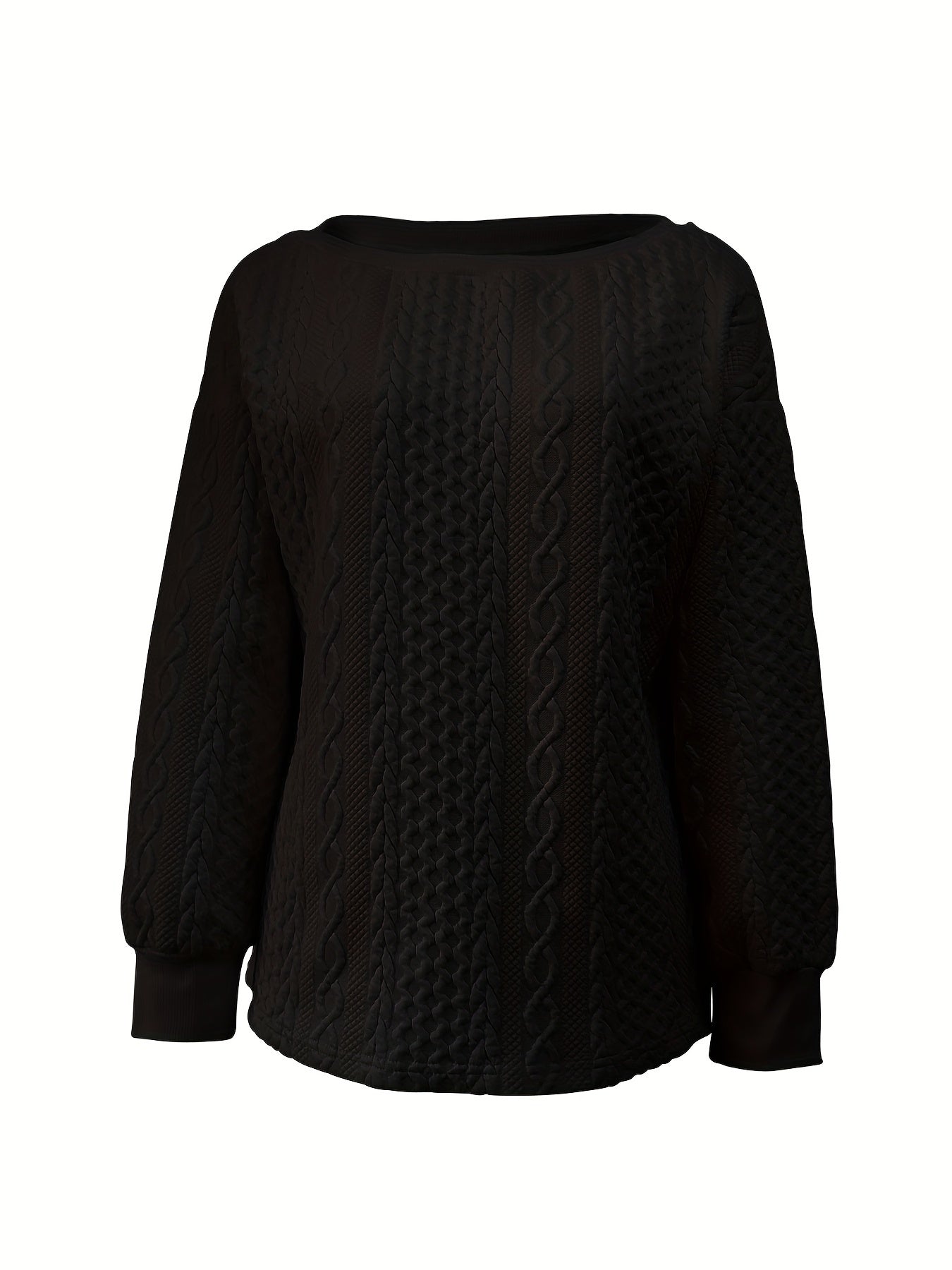 Comfortable Cable Knit Sweater for Women with Round Neck Long Sleeve Relaxed Oversized Knit Style