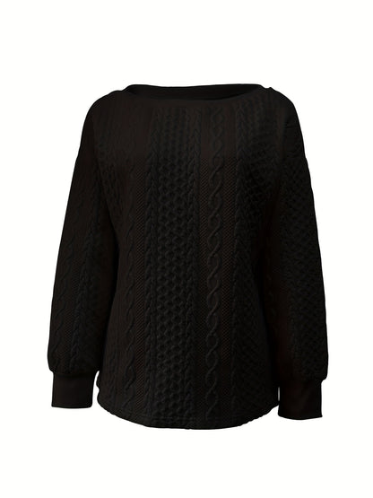 Comfortable Cable Knit Sweater for Women with Round Neck Long Sleeve Relaxed Oversized Knit Style