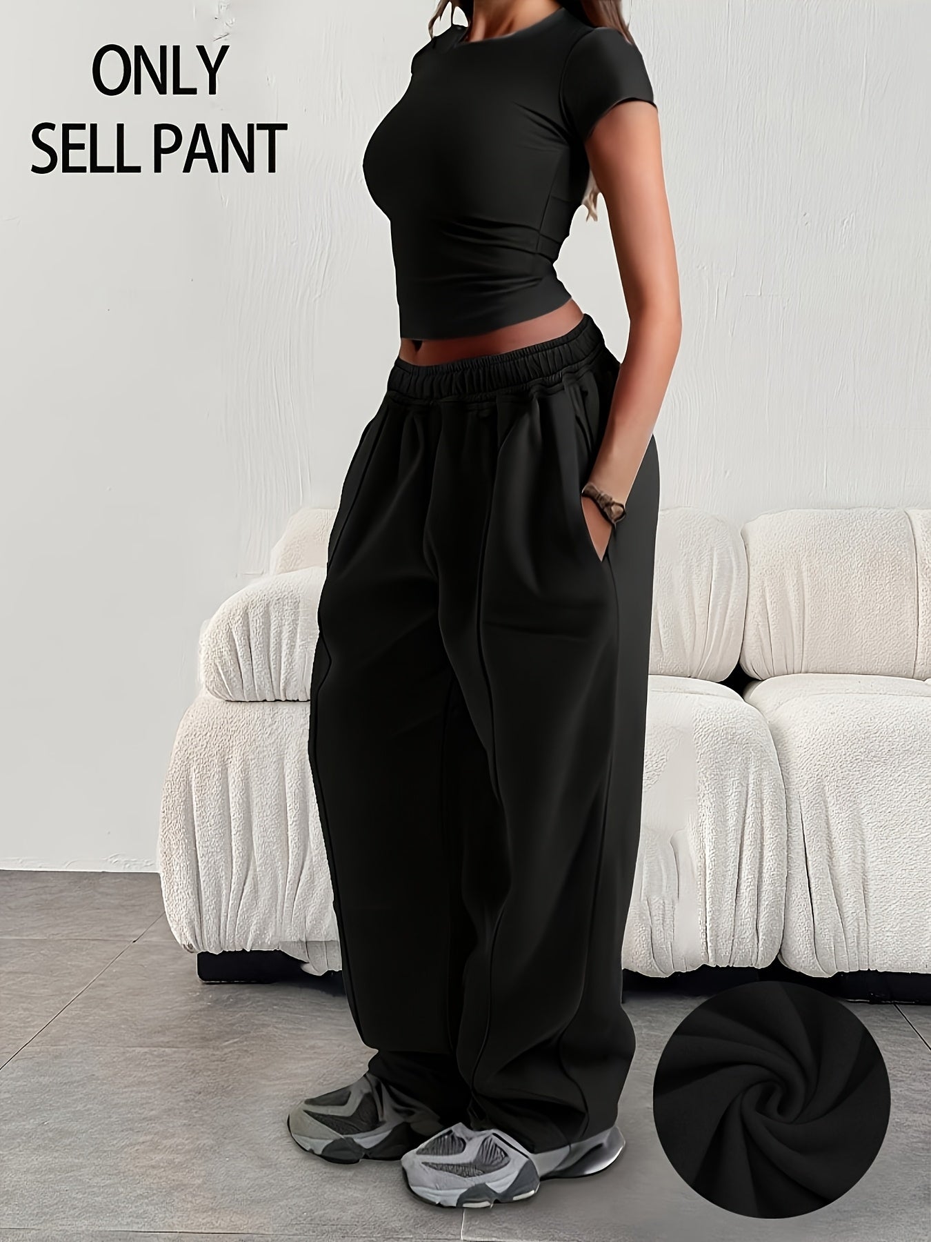 Comfortable Fleece Wide Leg Sweatpants for Women with High Waist Drawstring Relaxed Casual Style