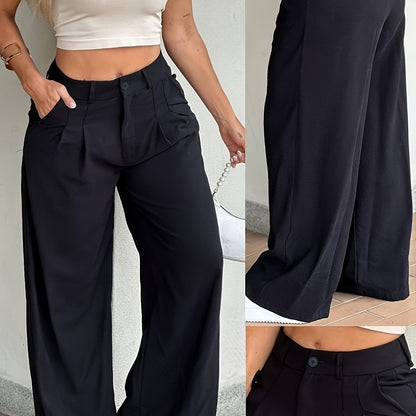 Effortless Wide Leg Trousers for Women with High Waist Pleated Front Relaxed Tailored Style