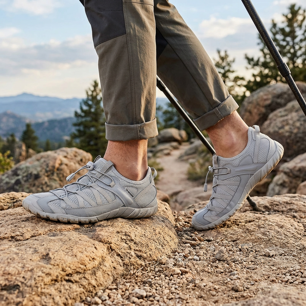 Comfortable Mesh Trail Sneaker for Women with Toggle Lace Rugged Outsole Lightweight Style