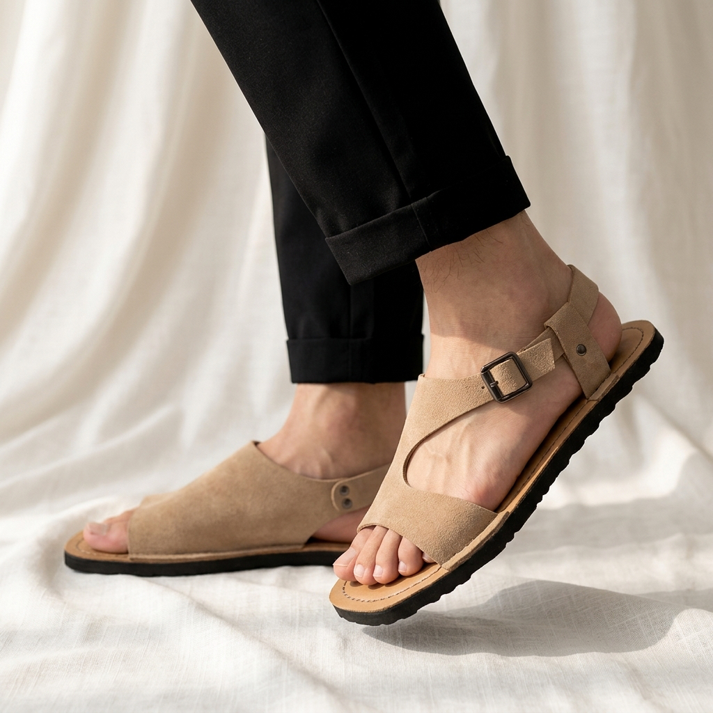 Comfortable Suede Buckle Sandal for Women with Open Toe T Strap Flat Summer Style