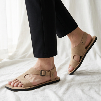 Comfortable Suede Buckle Sandal for Women with Open Toe T Strap Flat Summer Style