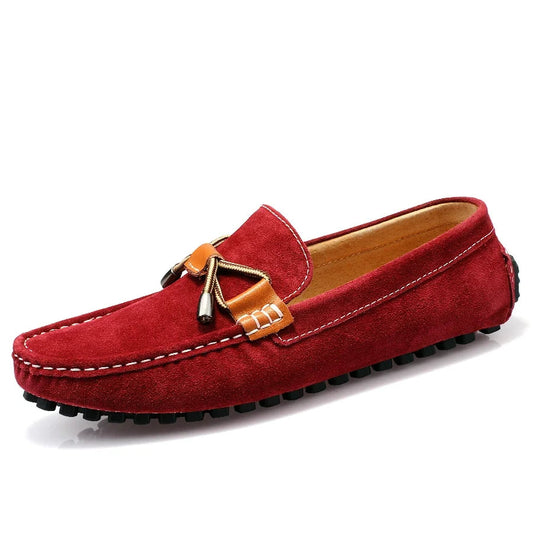 Comfortable Suede Driving Loafer for Women with Moc Toe Bow Lace Rubber Sole Casual Style