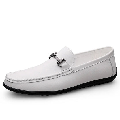Elegant Leather Loafer for Women with Horsebit Buckle Slip On Moc Toe Casual Style