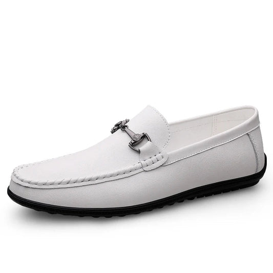 Elegant Leather Loafer for Women with Horsebit Buckle Slip On Moc Toe Casual Style
