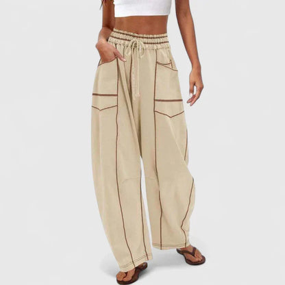 Effortless Wide Leg Cargo Pants for Women with High Waist Drawstring Patch Pocket Relaxed Style