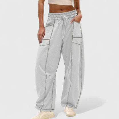 Effortless Wide Leg Cargo Pants for Women with High Waist Drawstring Patch Pocket Relaxed Style
